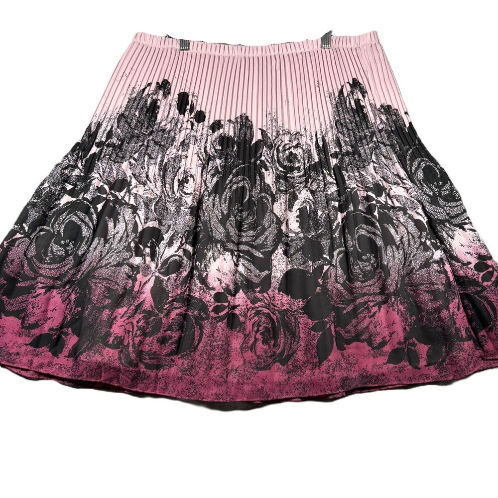 Sunny Leigh Pleated Skirt Vintage Y2K Floral Whimsygoth Fairy Pink Ombre XL G277